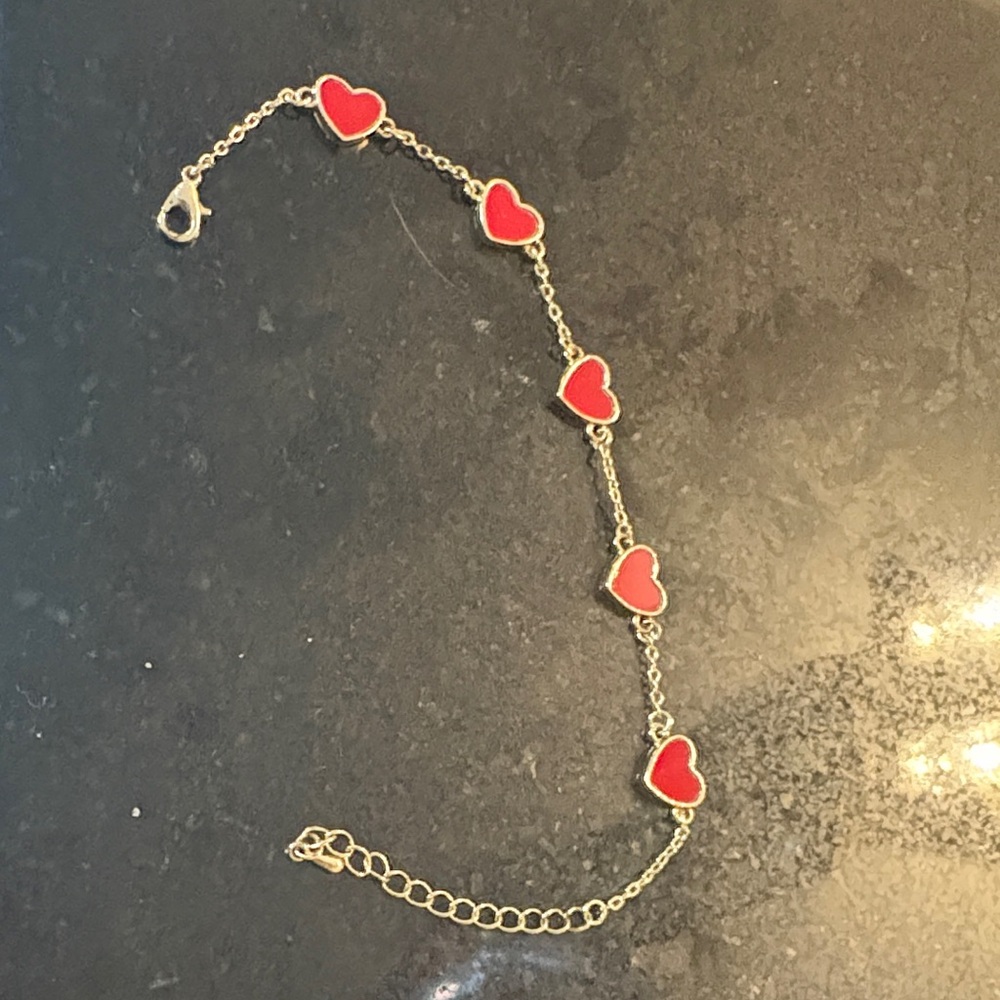 Red Heart Link Bracelet - Women's Jewelry